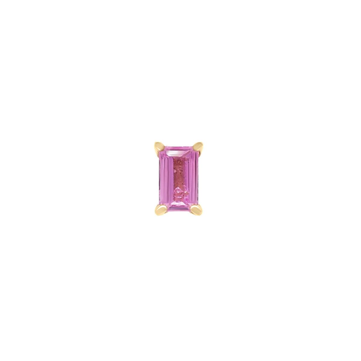 Mini Baguette Pink Sapphire Threaded Flat Back Earring | .5GMS .10CT | Single - Porter Lyons