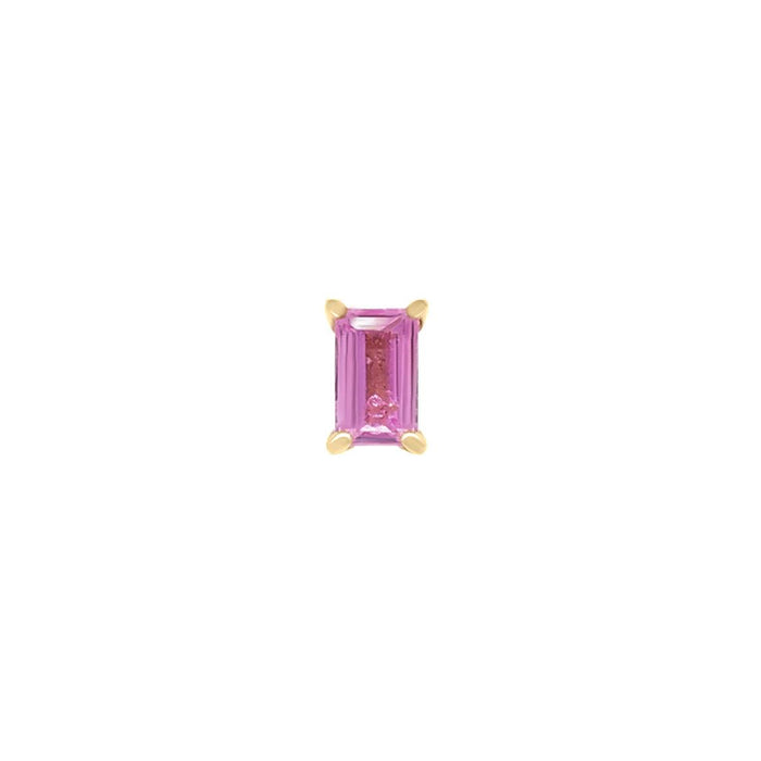 Mini Baguette Pink Sapphire Threaded Flat Back Earring | .5GMS .10CT | Single - Porter Lyons