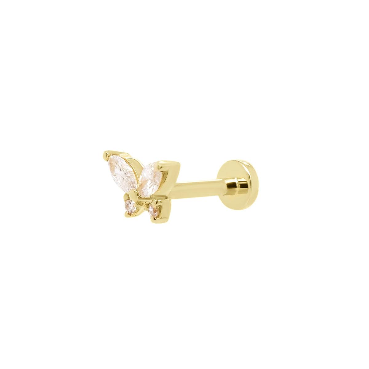 Butterfly Threaded Flat Back Earring | 0.3GMS 0.1CT | Single - Porter Lyons