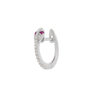 Mini Diamond Snake Hoop - Ruby Eyes | .85GMS .09CT | Single - Porter Lyons