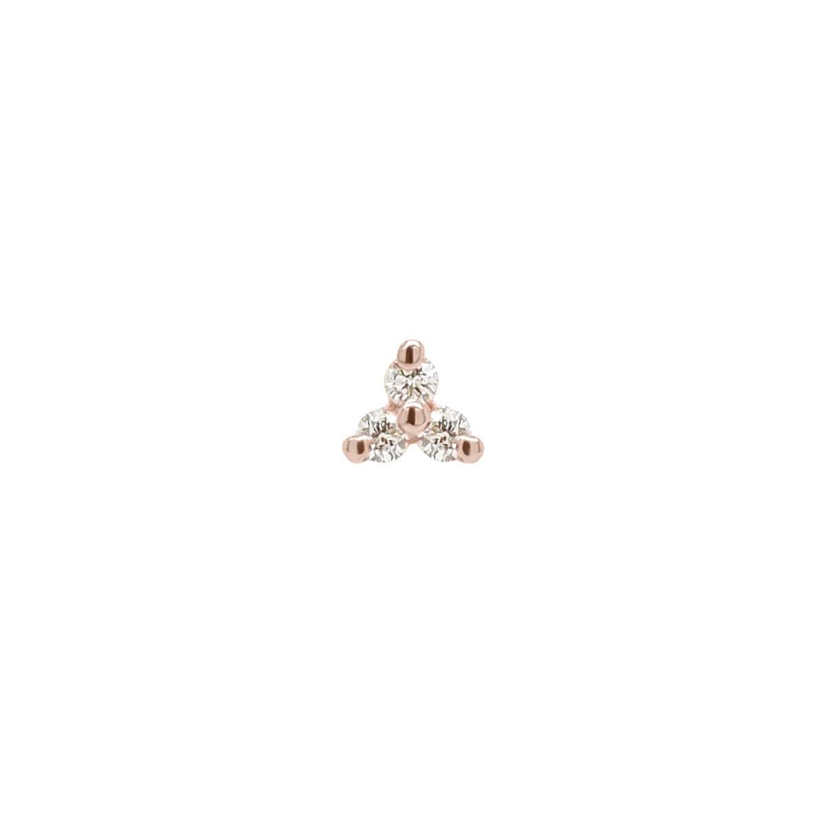 Mini Diamond Trio Threaded Flat Back Earring | .25GMS .02CT | Single - Porter Lyons