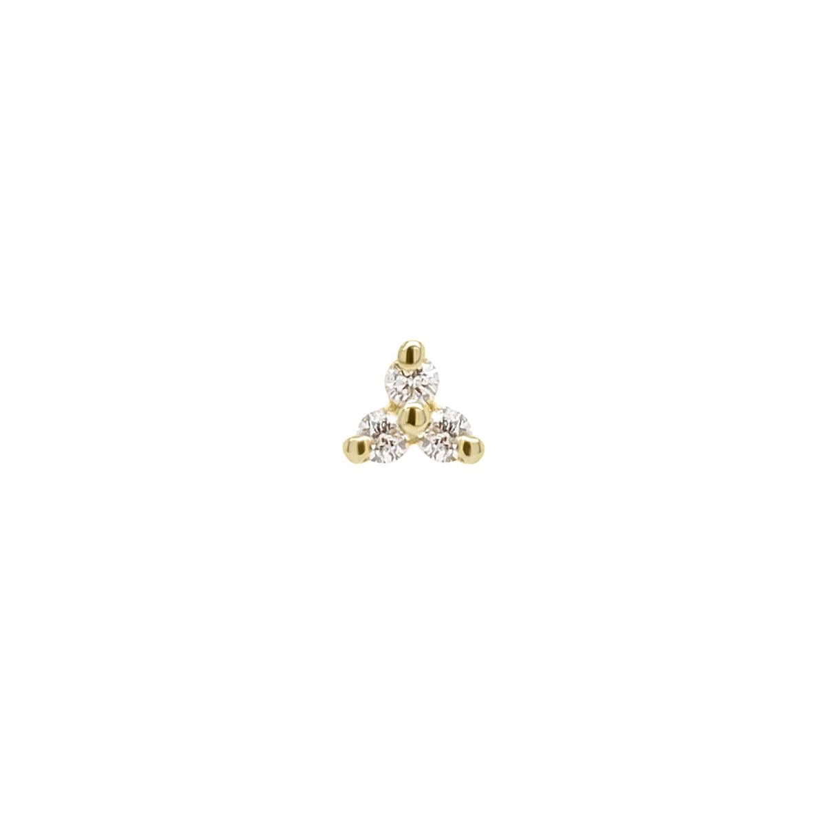 Mini Diamond Trio Threaded Flat Back Earring | .25GMS .02CT | Single - Porter Lyons