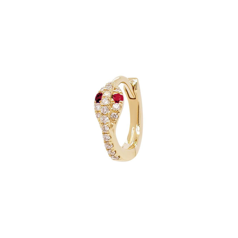 Mini Diamond Snake Huggie - Ruby Eyes | .6GMS .05CT | Single - Porter Lyons