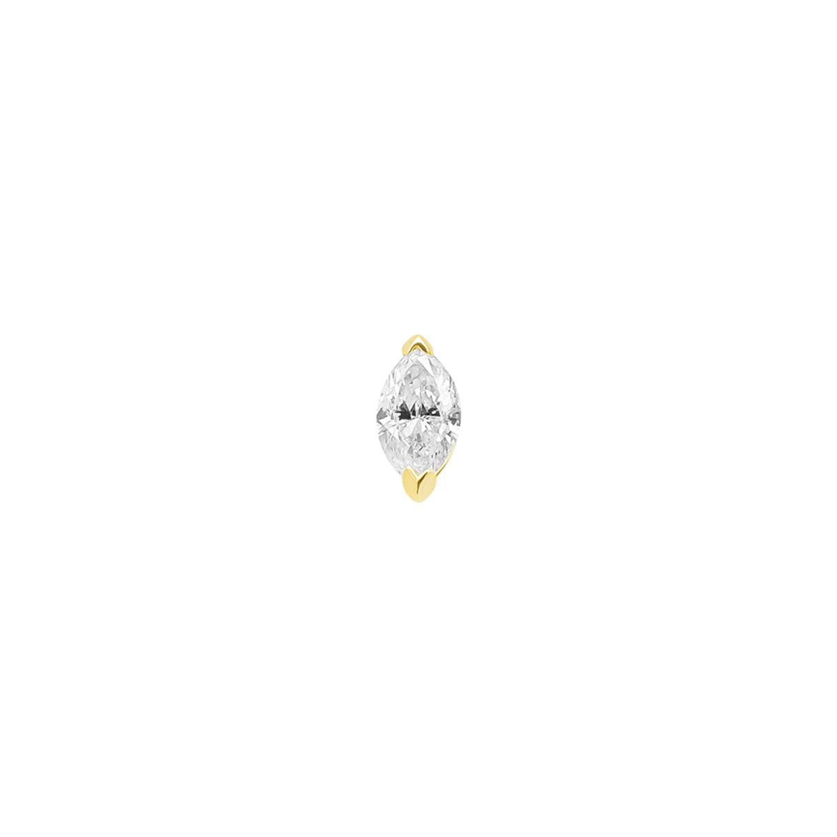 Mini Marquise Diamond Threaded Flat Back Earring | .58GMS .2CT | Single - Porter Lyons