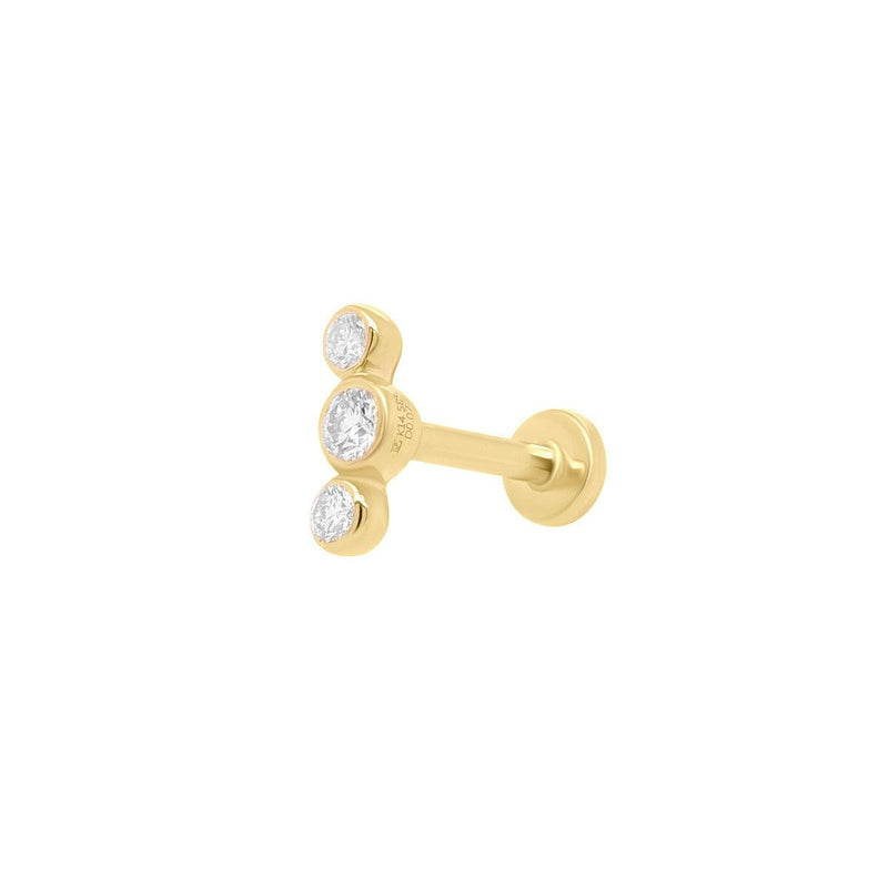 Open Curve 3 Diamond Threaded Flat Back Earring | .3GMS .07CT | Single - Porter Lyons