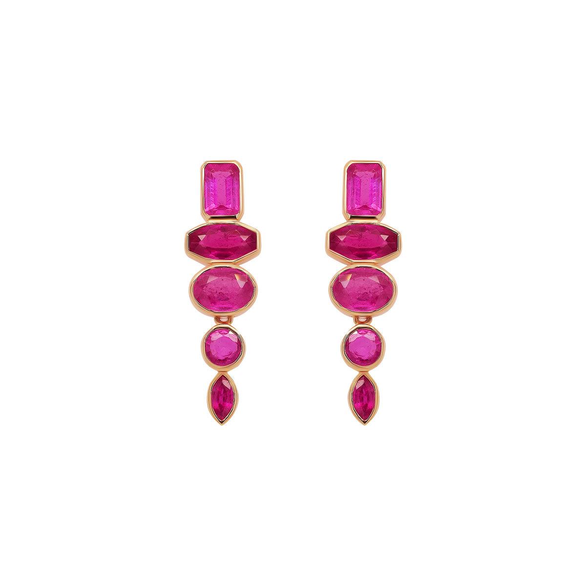 Ruby Multi Shape Drop Earrings | 5.05GMS 4.82CT - Porter Lyons