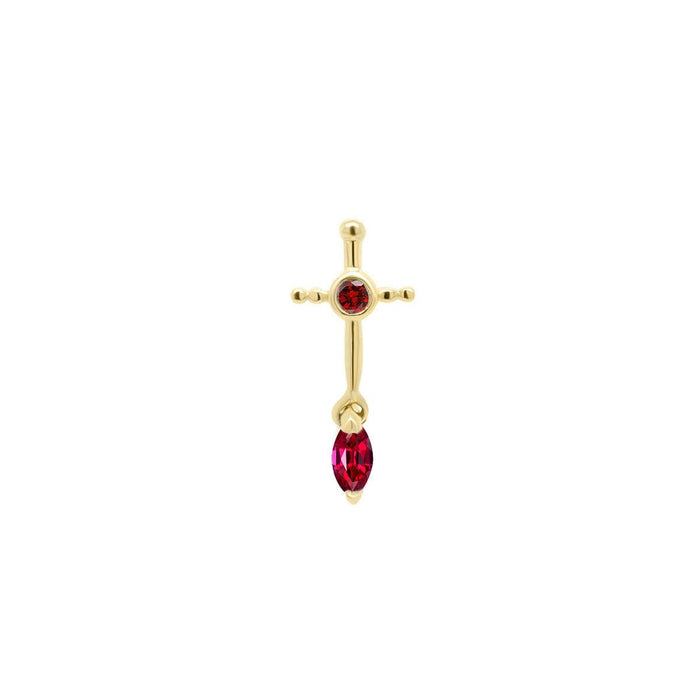 Sacrifice Sword Threaded Flat Back Earring - Ruby | .30GMS .03CT | Single - Porter Lyons