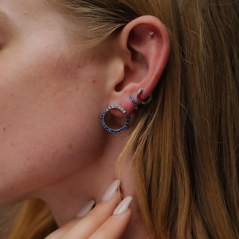 Mini Open Hoop Earrings | 5.0GMS 1.73CTW | Blue Sapphire - Porter Lyons